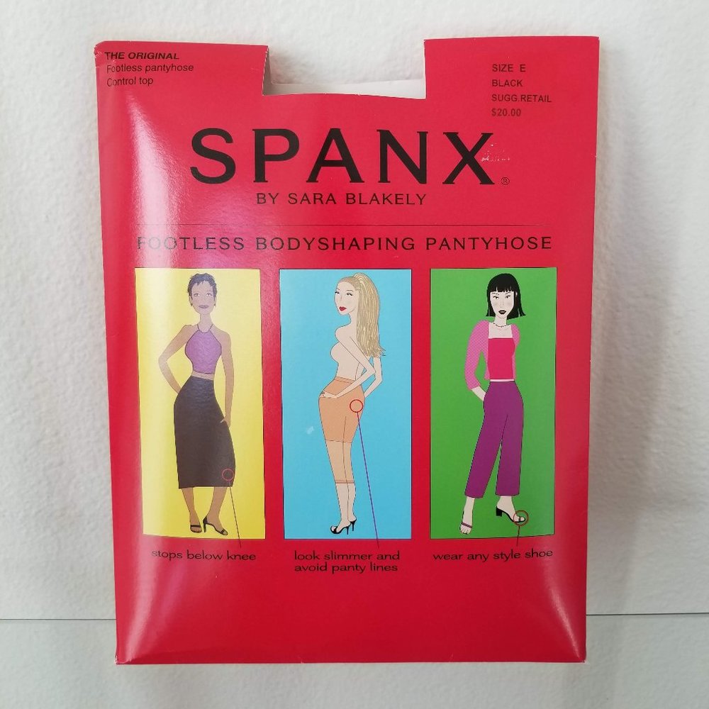 SPANX Footless Body Shaping Pantyhose in Black ~ Size E NEW